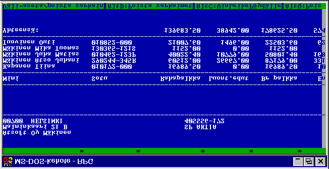 Windowsin leikepöydän käyttäminen Ajettaessa Asteri ohjelmia Windowsin Ms-Dos kehotteessa, lyhyet tulosteet voidaan ohjata kirjoittimen sijaan ruudulle ja sitä kautta Windowsin leikepöydälle tai