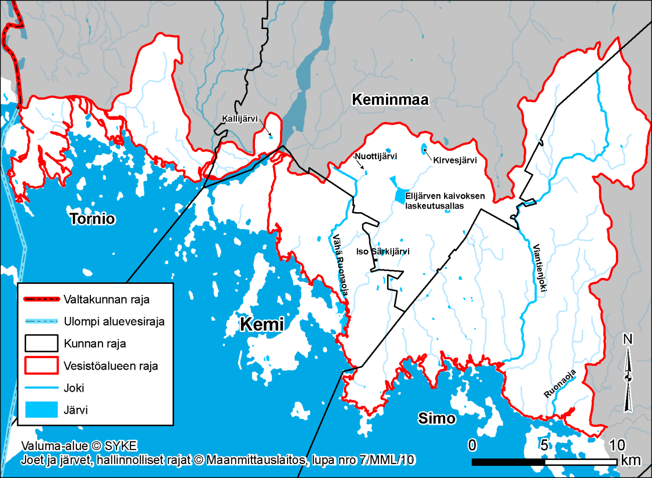 Taulukko 2. Perämeren pohjoisen rannikkoalueen suurimmat järvet.