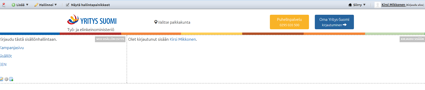 Seutudokumenttien pä ivittä misohje Kirjautuminen sisällönhallinta-työkaluun Käytä ylläpidossa Firefox-selainta. Käyttäjätunnukset Käy rekisteröitymässä osoitteessa www.