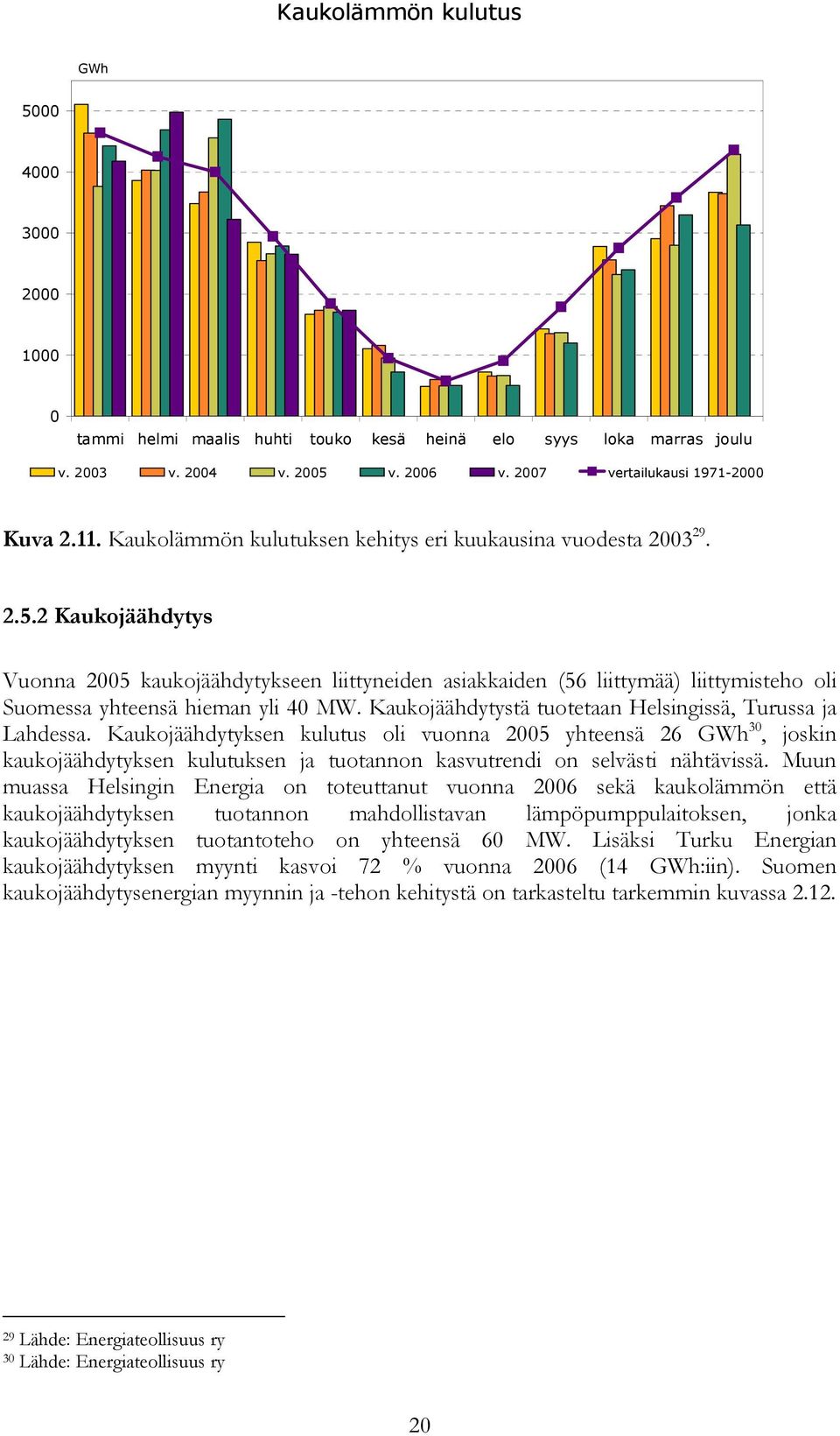 2 Kaukojäähdytys Vuonna 2005 kaukojäähdytykseen liittyneiden asiakkaiden (56 liittymää) liittymisteho oli Suomessa yhteensä hieman yli 40 MW.