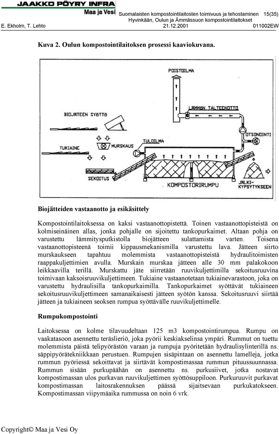 Altaan pohja on varustettu lämmitysputkistolla biojätteen sulattamista varten. Toisena vastaanottopisteenä toimii kippausmekanismilla varustettu lava.