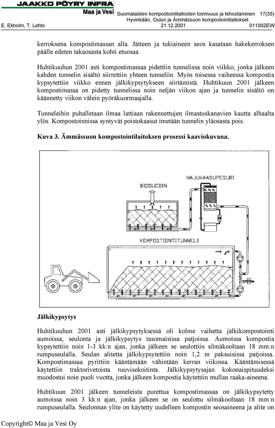 Myös toisessa vaiheessa kompostia kypsytettiin viikko ennen jälkikypsytykseen siirtämistä.