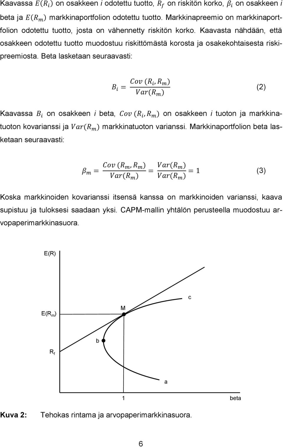 Kaavasta nähdään, että osakkeen odotettu tuotto muodostuu riskittömästä korosta ja osakekohtaisesta riskipreemiosta.