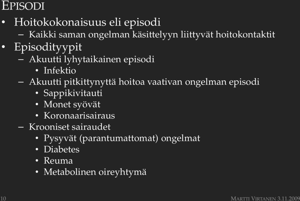 hoitoa vaativan ongelman episodi Sappikivitauti Monet syövät Koronaarisairaus Krooniset