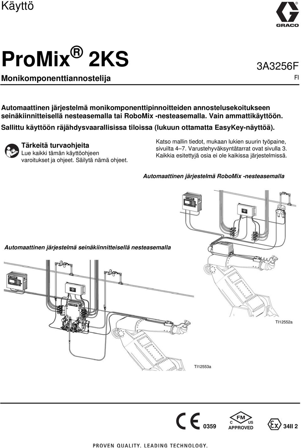Tärkeitä turvaohjeita Lue kaikki tämän käyttöohjeen varoitukset ja ohjeet. Säilytä nämä ohjeet. Katso mallin tiedot, mukaan lukien suurin työpaine, sivuilta 4 7.