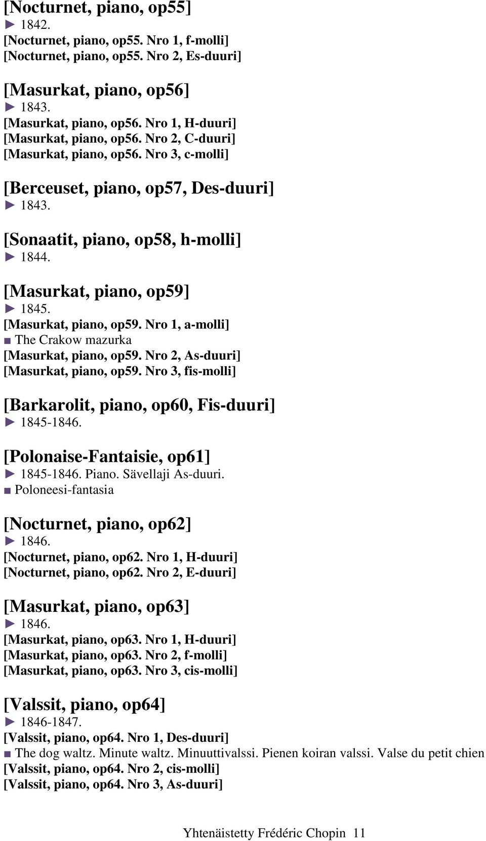 1845. [Masurkat, piano, op59. Nro 1, a-molli] The Crakow mazurka [Masurkat, piano, op59. Nro 2, As-duuri] [Masurkat, piano, op59. Nro 3, fis-molli] [Barkarolit, piano, op60, Fis-duuri] 1845-1846.