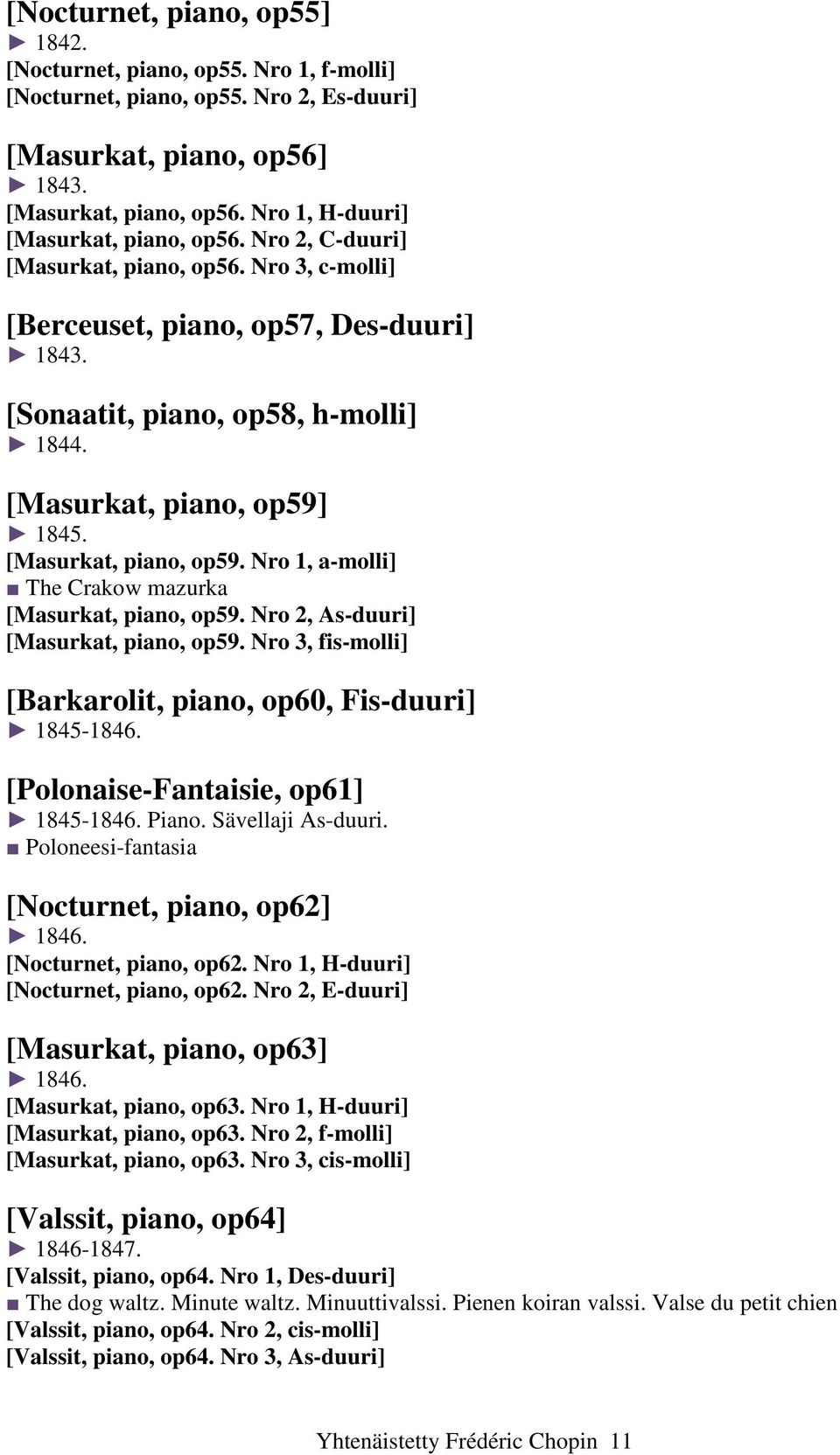 1845. [Masurkat, piano, op59. Nro 1, a-molli] The Crakow mazurka [Masurkat, piano, op59. Nro 2, As-duuri] [Masurkat, piano, op59. Nro 3, fis-molli] [Barkarolit, piano, op60, Fis-duuri] 1845-1846.
