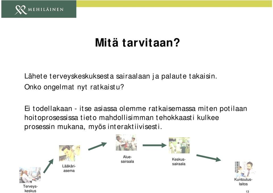 Ei todellakaan - itse asiassa olemme ratkaisemassa miten potilaan hoitoprosessissa