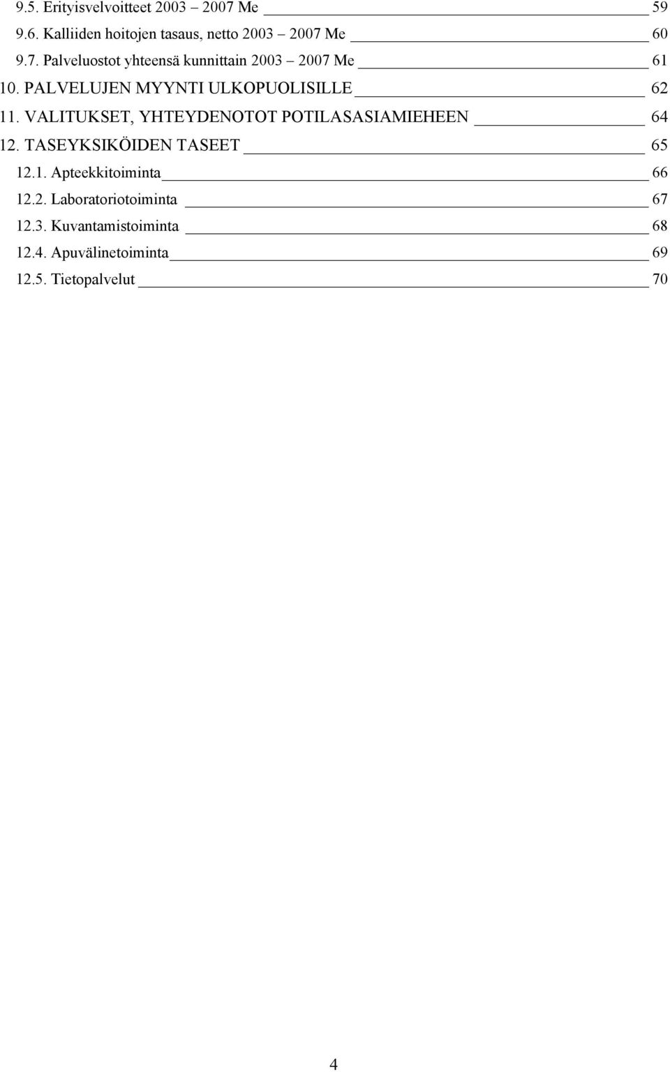 TASEYKSIKÖIDEN TASEET 65 12.1. Apteekkitoiminta 66 12.2. Laboratoriotoiminta 67 12.3.