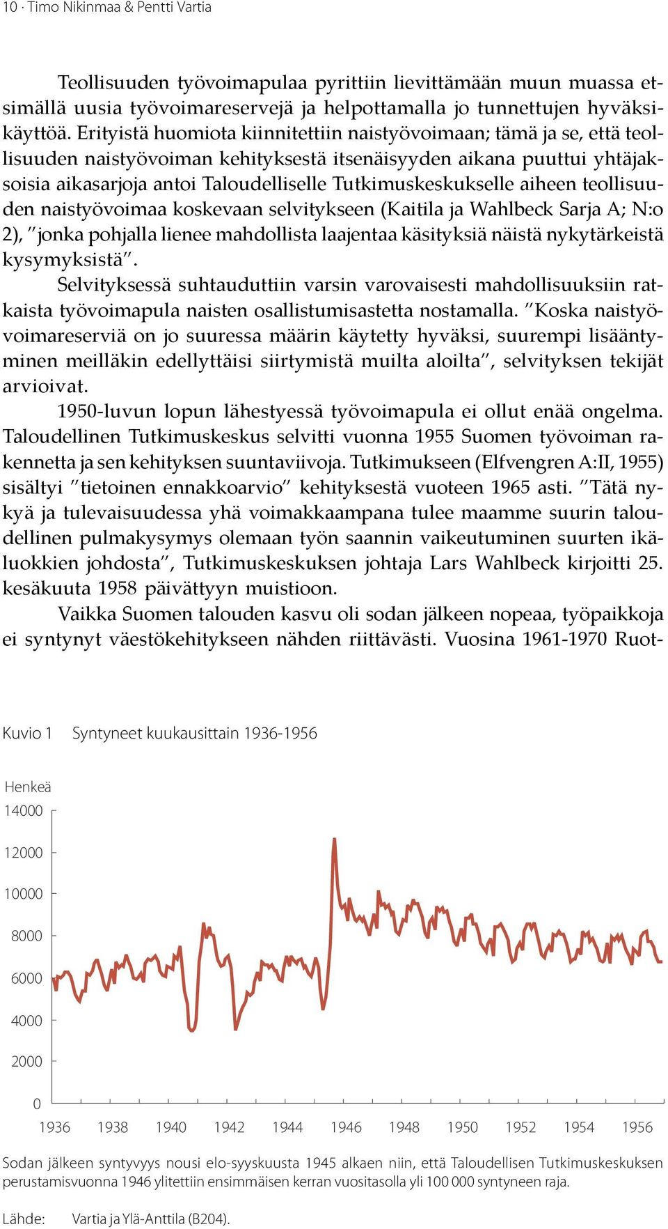 Tutkimuskeskukselle aiheen teollisuuden naistyövoimaa koskevaan selvitykseen (Kaitila ja Wahlbeck Sarja A; N:o 2), jonka pohjalla lienee mahdollista laajentaa käsityksiä näistä nykytärkeistä