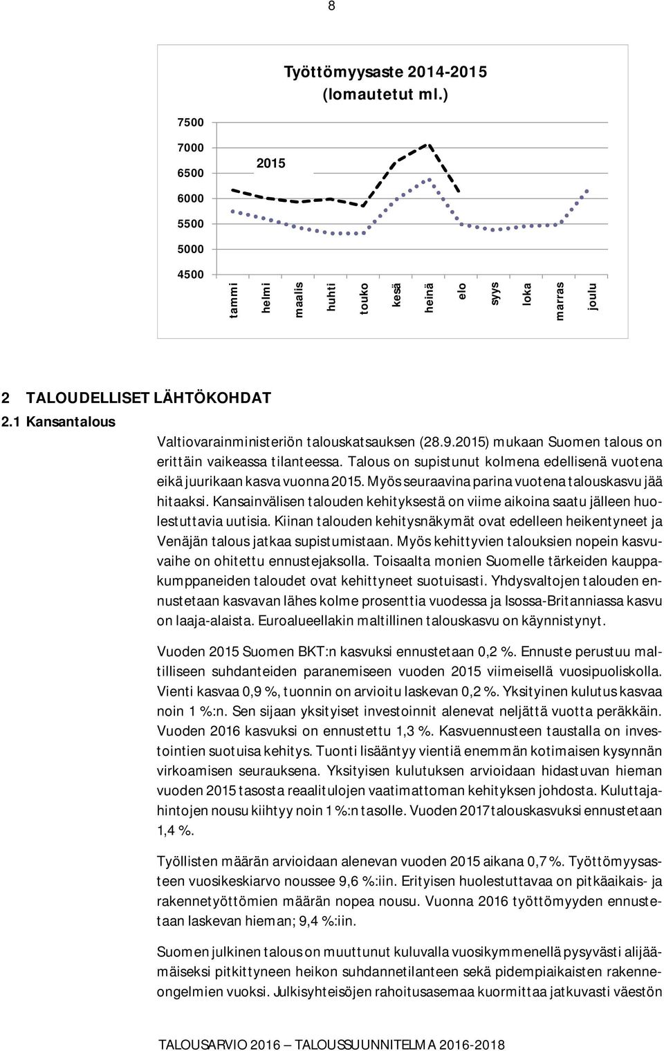 Talous on supistunut kolmena edellisenä vuotena eikä juurikaan kasva vuonna 2015. Myös seuraavina parina vuotena talouskasvu jää hitaaksi.