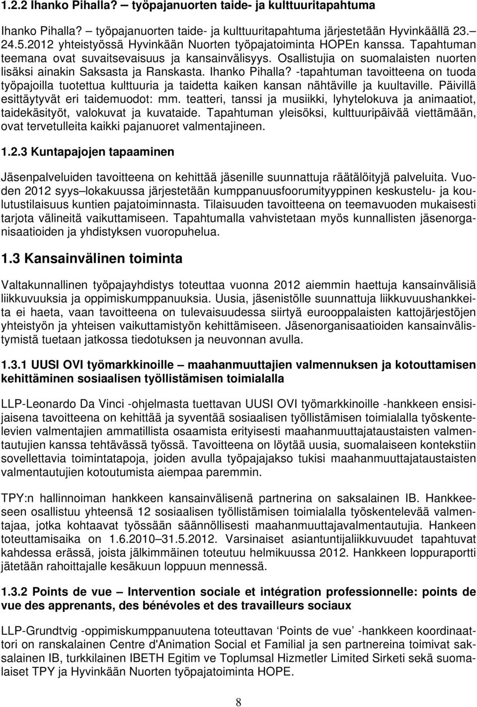 Osallistujia on suomalaisten nuorten lisäksi ainakin Saksasta ja Ranskasta. Ihanko Pihalla?