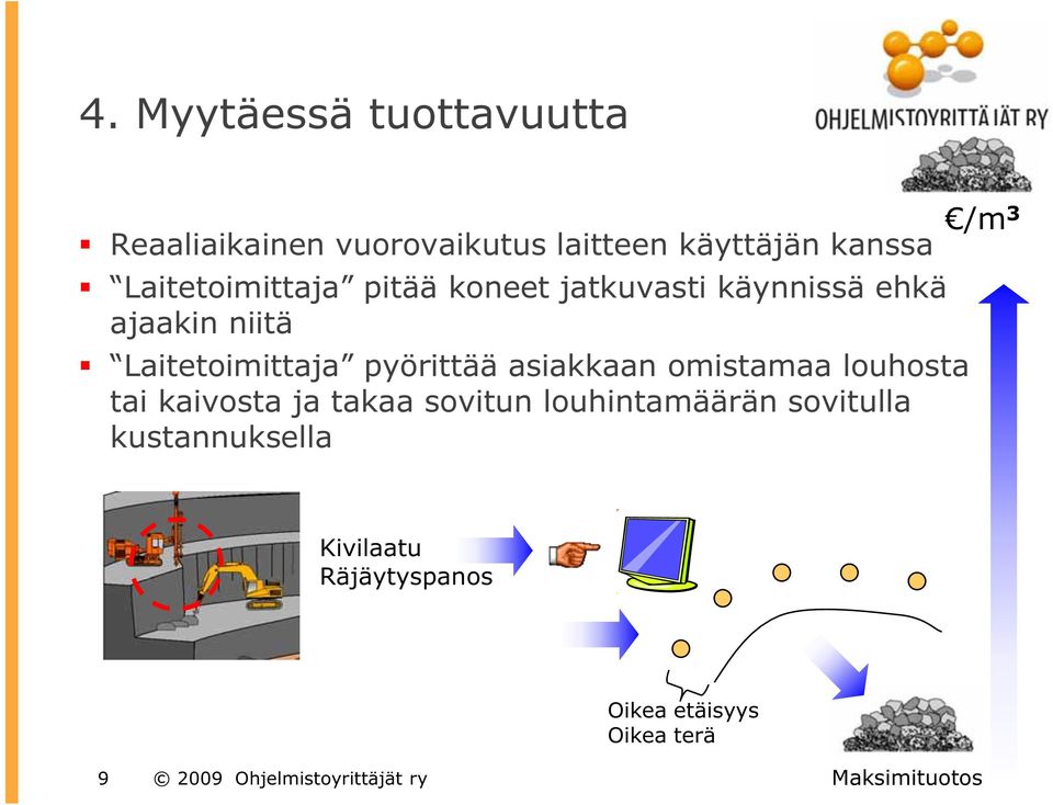 pyörittää asiakkaan omistamaa louhosta tai kaivosta ja takaa sovitun louhintamäärän sovitulla