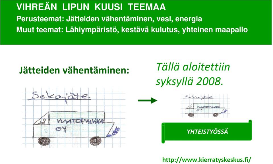 kestävä kulutus, yhteinen maapallo Jätteiden vähentäminen: