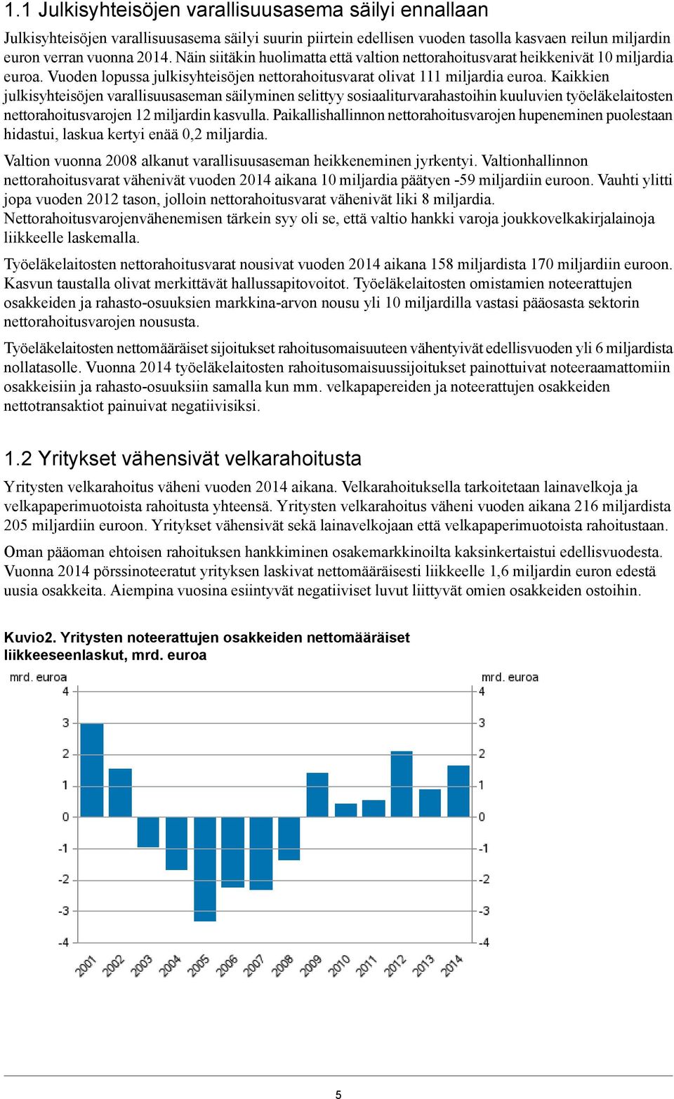 Kaikkien julkisyhteisöjen varallisuusaseman säilyminen selittyy sosiaaliturvarahastoihin kuuluvien työeläkelaitosten nettorahoitusvarojen 12 miljardin kasvulla.