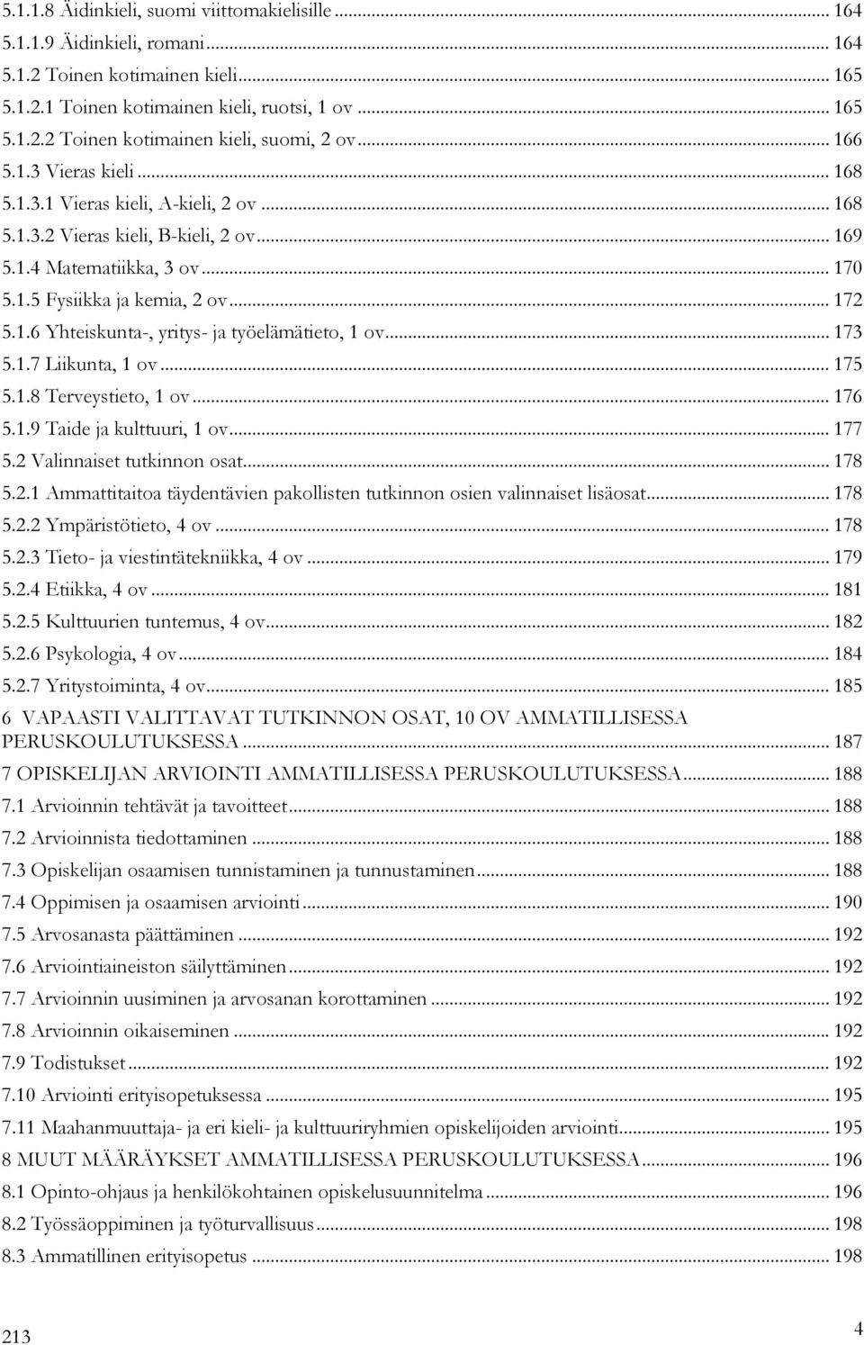 .. 173 5.1.7 Liikunta, 1 ov... 175 5.1.8 Terveystieto, 1 ov... 176 5.1.9 Taide ja kulttuuri, 1 ov... 177 5.2 Valinnaiset tutkinnon osat... 178 5.2.1 Ammattitaitoa täydentävien pakollisten tutkinnon osien valinnaiset lisäosat.