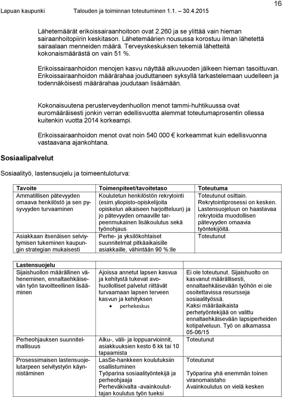 Erikoissairaanhoidon määrärahaa jouduttaneen syksyllä tarkastelemaan uudelleen ja todennäköisesti määrärahaa joudutaan lisäämään.