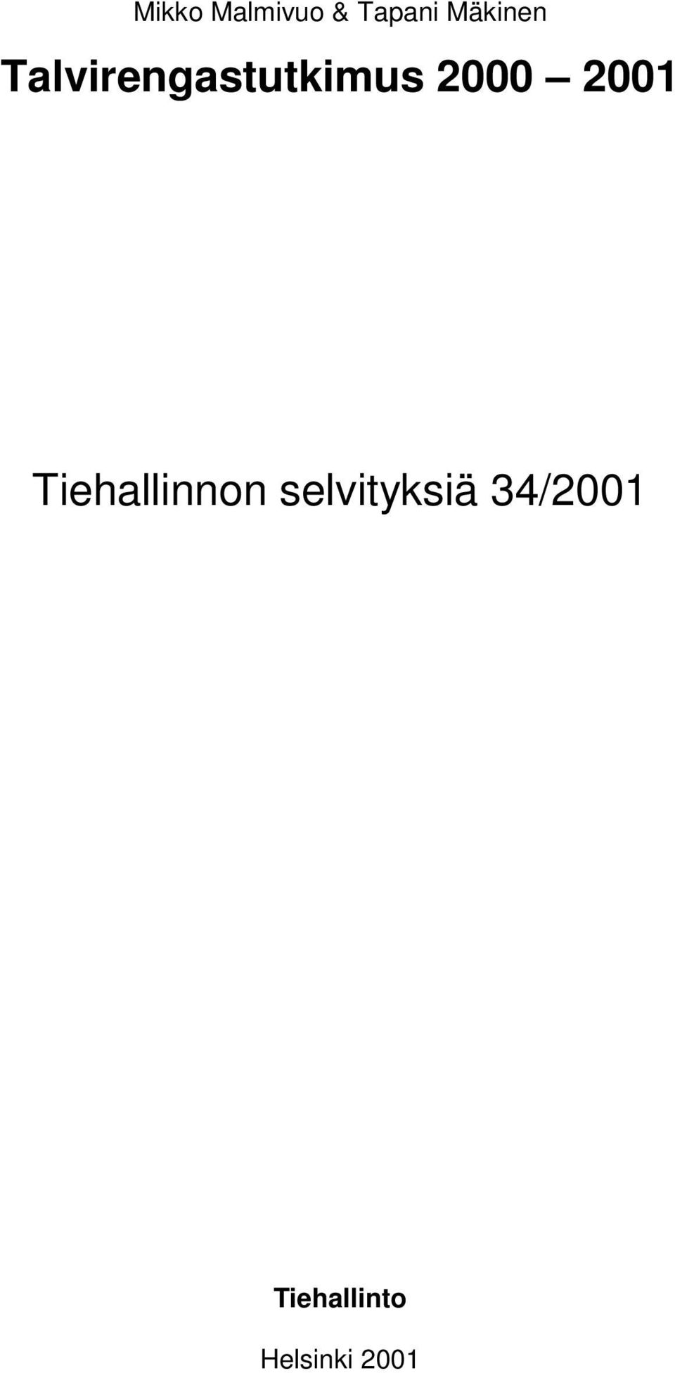 2000 2001 Tiehallinnon