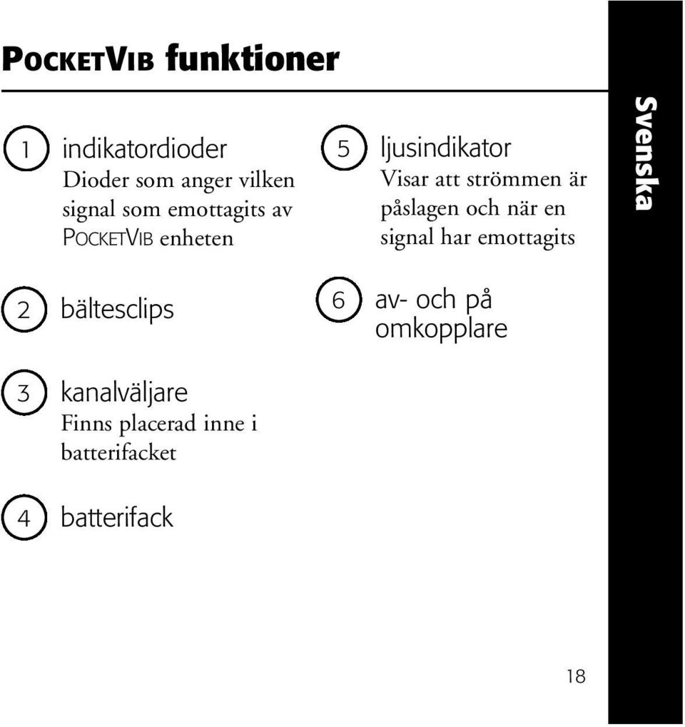 påslagen och när en signal har emottagits Svenska 2 bältesclips 3