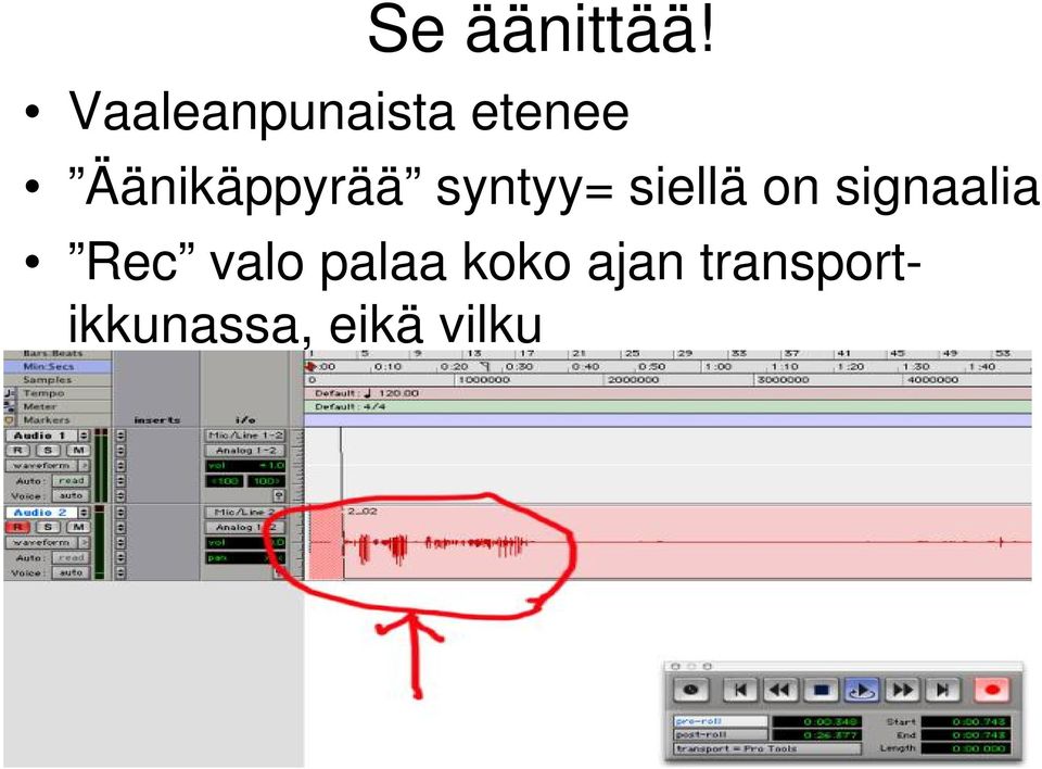 Äänikäppyrää syntyy= siellä on