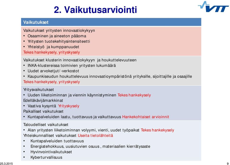 klusterin innovaatiokykyyn ja houkuttelevuuteen INKA-klustereissa toimivien yritysten lukumäärä Uudet arvoketjut/-verkostot Kaupunkiseudun houkuttelevuus innovaatioympäristönä yrityksille,