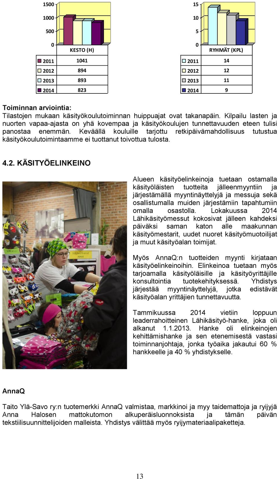 Keväällä kouluille tarjottu retkipäivämahdollisuus tutustua käsityökoulutoimintaamme ei tuottanut toivottua tulosta. 4.2.