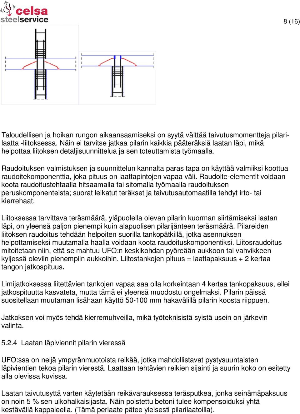 Raudoituksen valmistuksen ja suunnittelun kannalta paras tapa on käyttää valmiiksi koottua raudoitekomponenttia, joka pituus on laattapintojen vapaa väli.