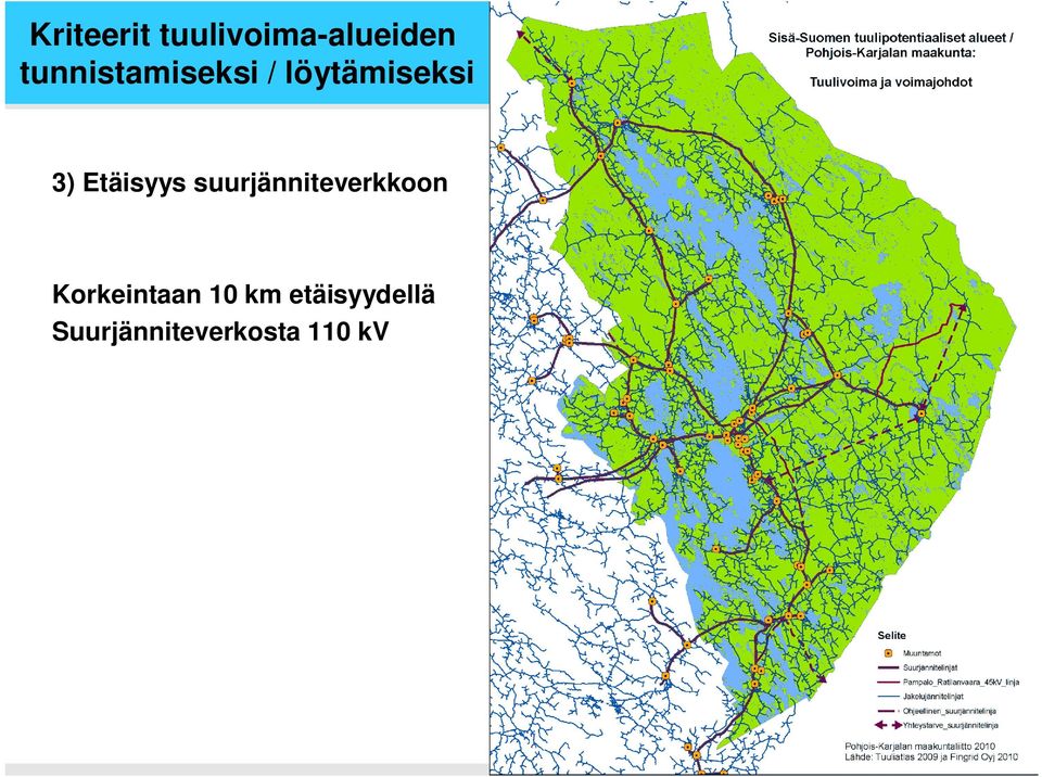 Etäisyys suurjänniteverkkoon
