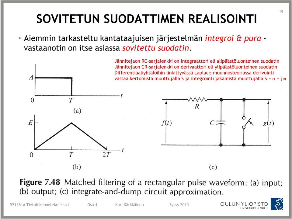 Jänniejaon RC-arjalenkki on inegraaori eli alipääöluoneinen uodain Jänniejaon CR-arjalenkki on derivaaori