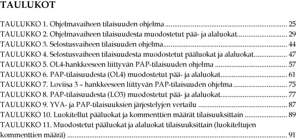 PAP-tilaisuudesta (OL4) muodostetut pää- ja alaluokat... 61 TAULUKKO 7. Loviisa 3 hankkeeseen liittyvän PAP-tilaisuuden ohjelma... 75 TAULUKKO 8. PAP-tilaisuudesta (LO3) muodostetut pää- ja alaluokat.
