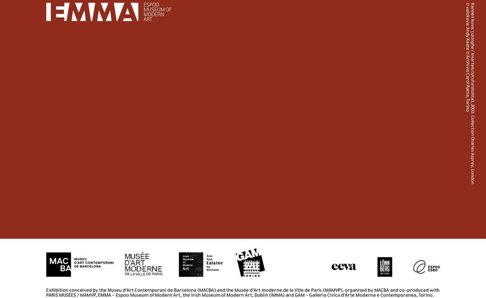 Irish Museum of Modern Art, Dublin (IMMA) and GAM - Galleria Civica d Arte Moderna e Contemporanea, Torino.