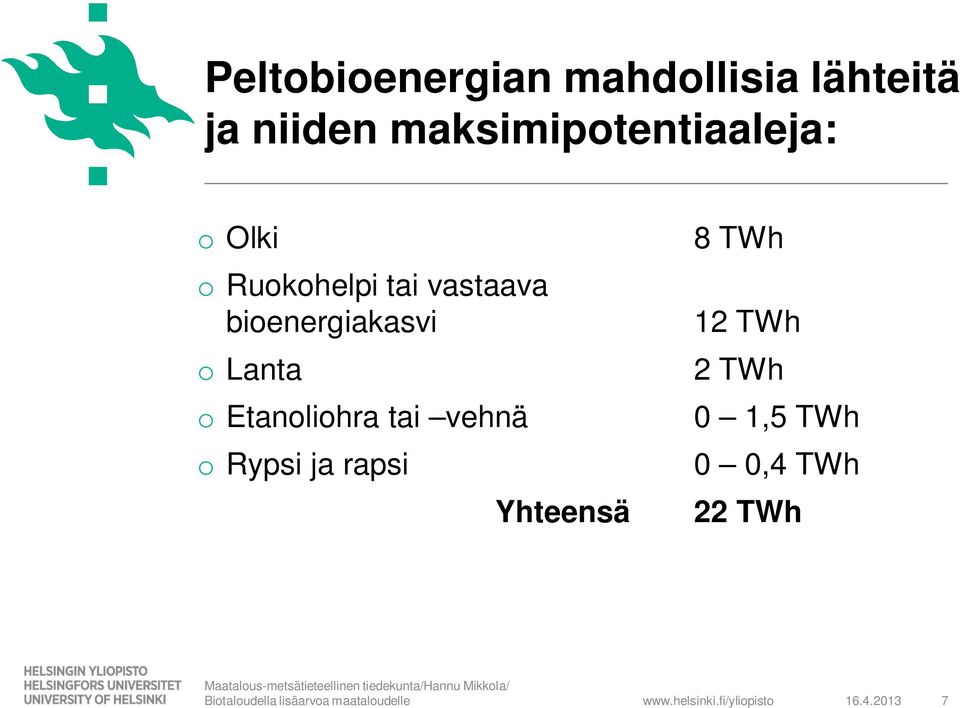 bioenergiakasvi o Lanta o Etanoliohra tai vehnä o Rypsi ja