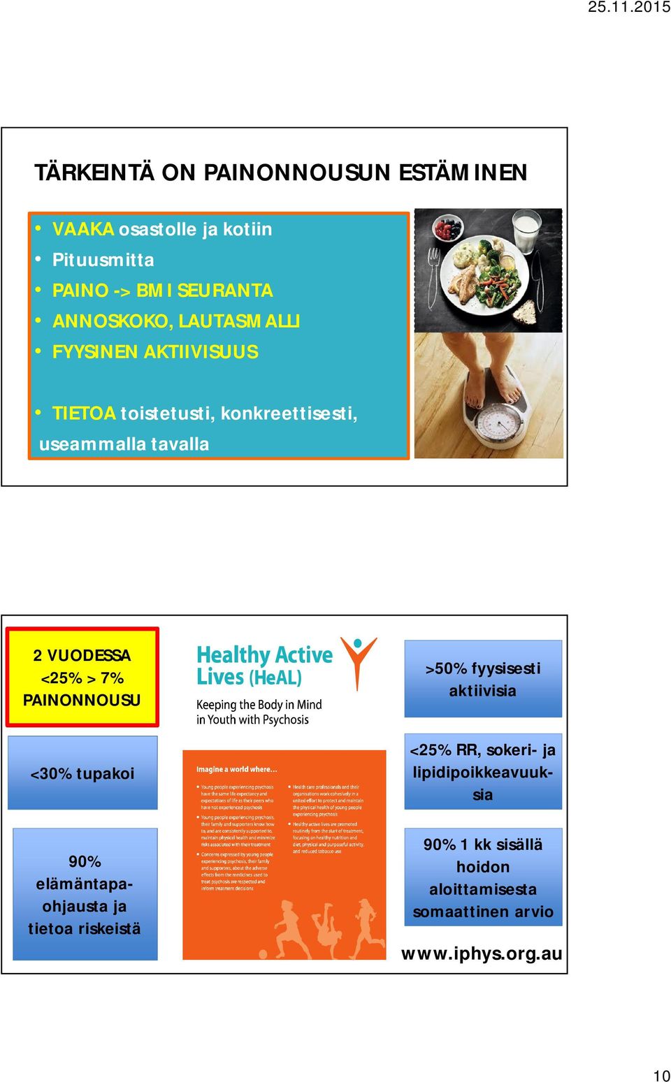 7% PAINONNOUSU <30% tupakoi 90% elämäntapaohjausta ja tietoa riskeistä >50% fyysisesti aktiivisia <25% RR,