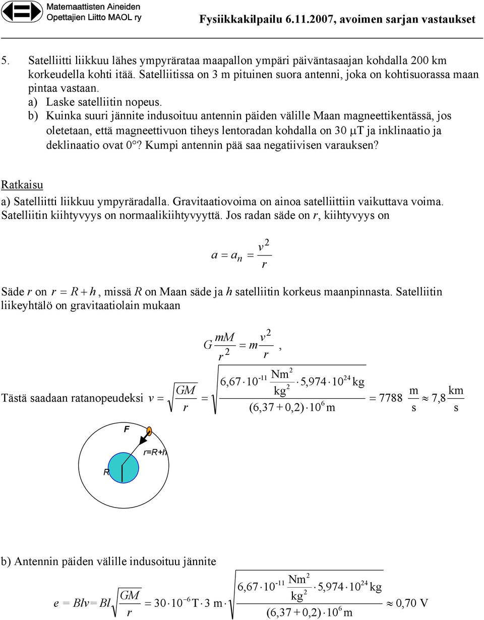 b) Kuinka uui jännite induoituu antennin päiden välille Maan magneettikentää, jo oletetaan, että magneettivuon tihey lentoadan kohdalla on 30 µt ja inklinaatio ja deklinaatio ovat 0?