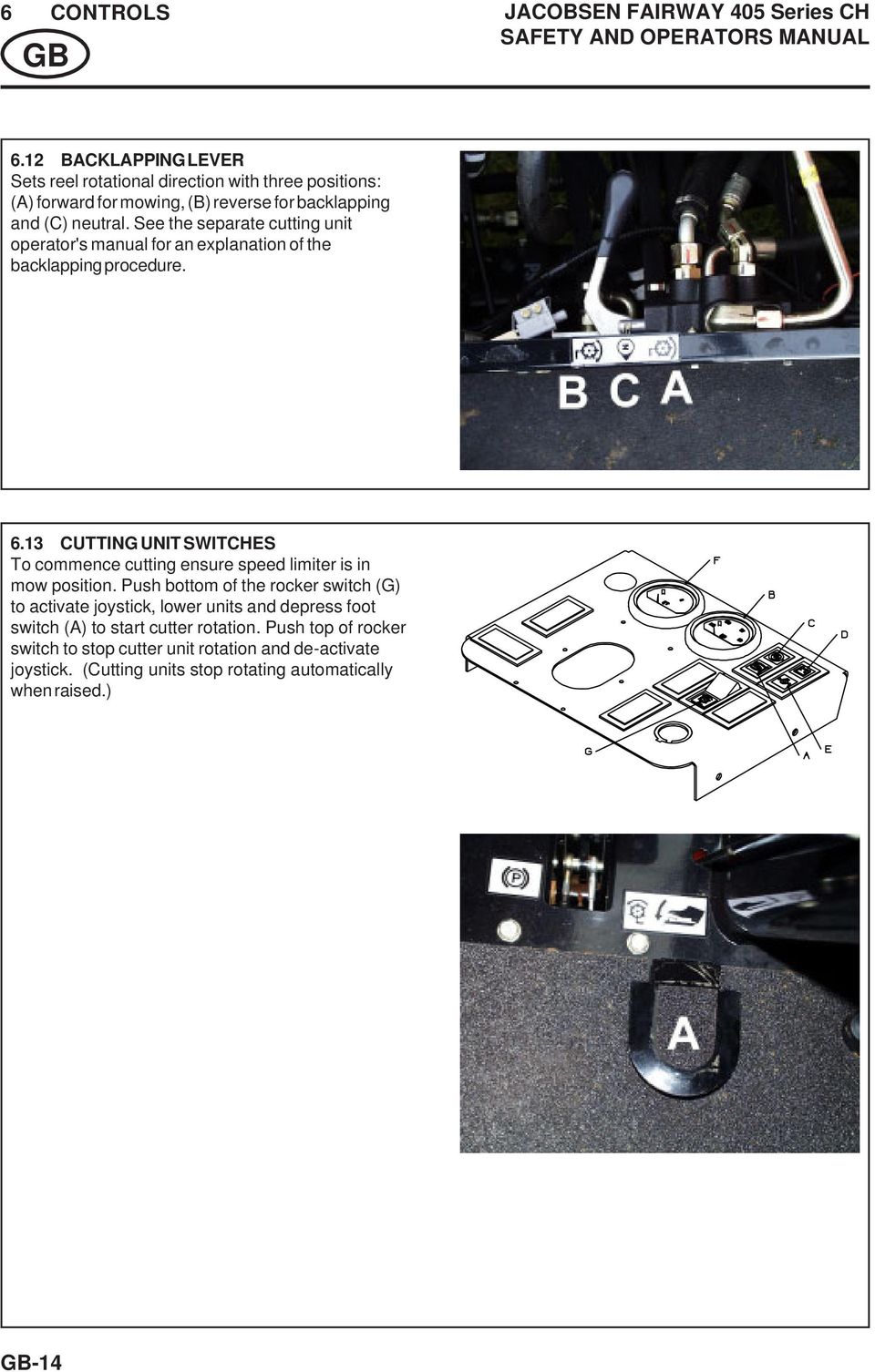 See the separate cutting unit operator's manual for an explanation of the backlapping procedure. 6.