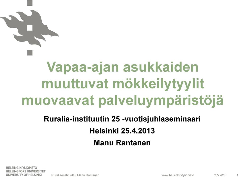 -vuotisjuhlaseminaari Helsinki 25.4.
