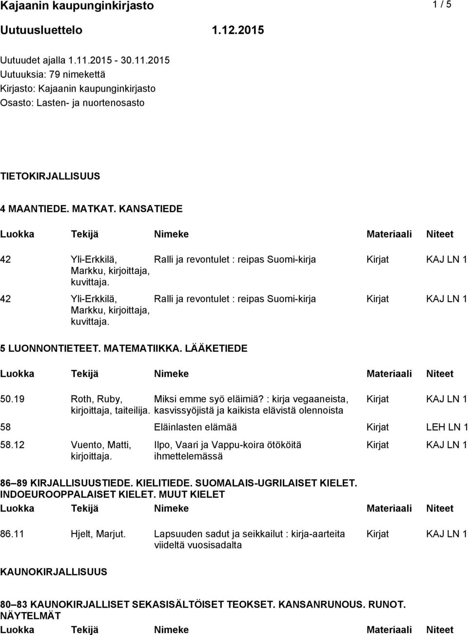 KANSATIEDE 42 Yli-Erkkilä, Ralli ja revontulet : reipas Suomi-kirja Markku, kirjoittaja, 42 Yli-Erkkilä, Ralli ja revontulet : reipas Suomi-kirja Markku, kirjoittaja, 5 LUONNONTIETEET. MATEMATIIKKA.