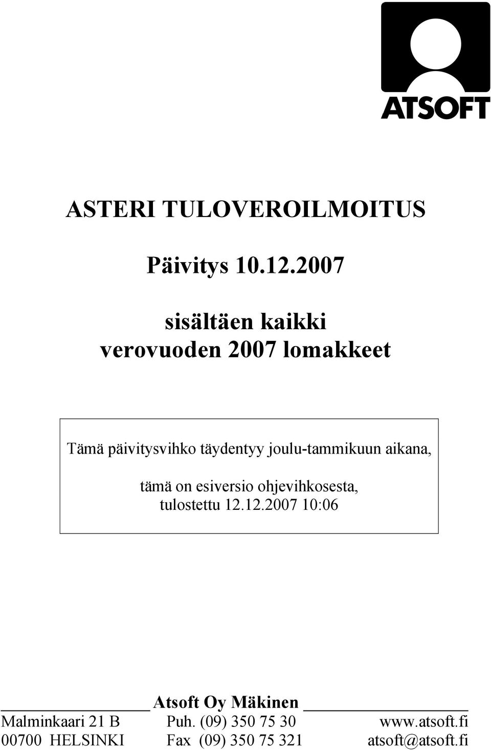 joulu-tammikuun aikana, tämä on esiversio ohjevihkosesta, tulostettu 12.