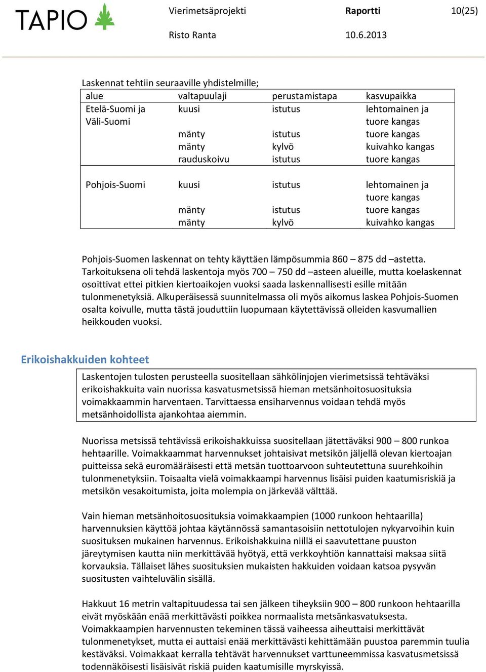 Pohjois-Suomen laskennat on tehty käyttäen lämpösummia 860 875 dd astetta.