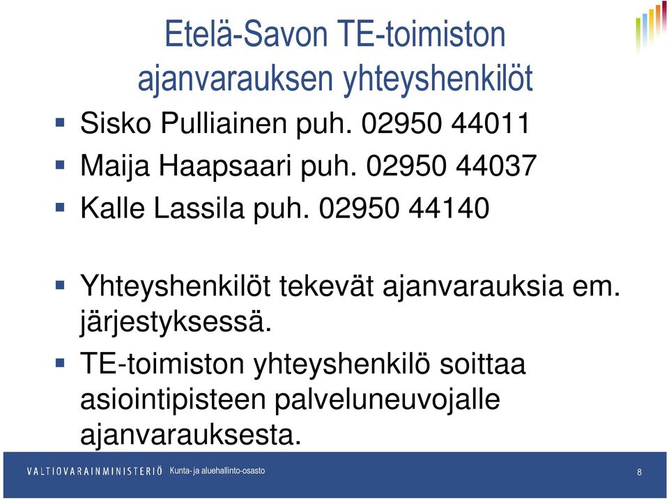 02950 44140 Yhteyshenkilöt tekevät ajanvarauksia em. järjestyksessä.