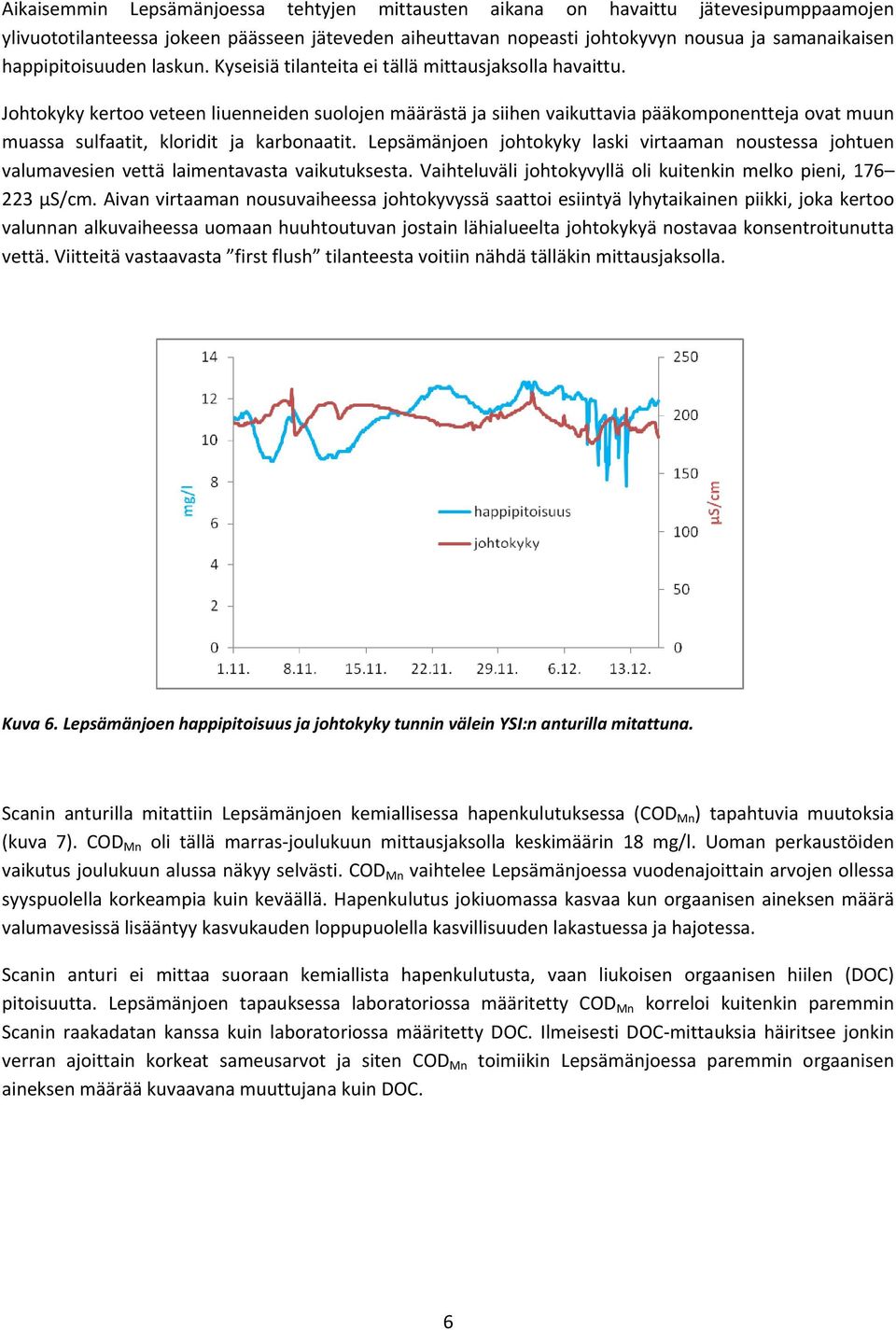 Johtokyky kertoo veteen liuenneiden suolojen määrästä ja siihen vaikuttavia pääkomponentteja ovat muun muassa sulfaatit, kloridit ja karbonaatit.