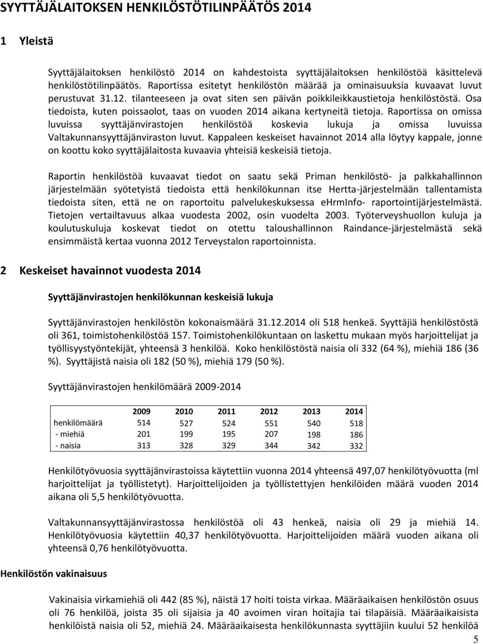 Osa tiedoista, kuten poissaolot, taas on vuoden 2014 aikana kertyneitä tietoja.