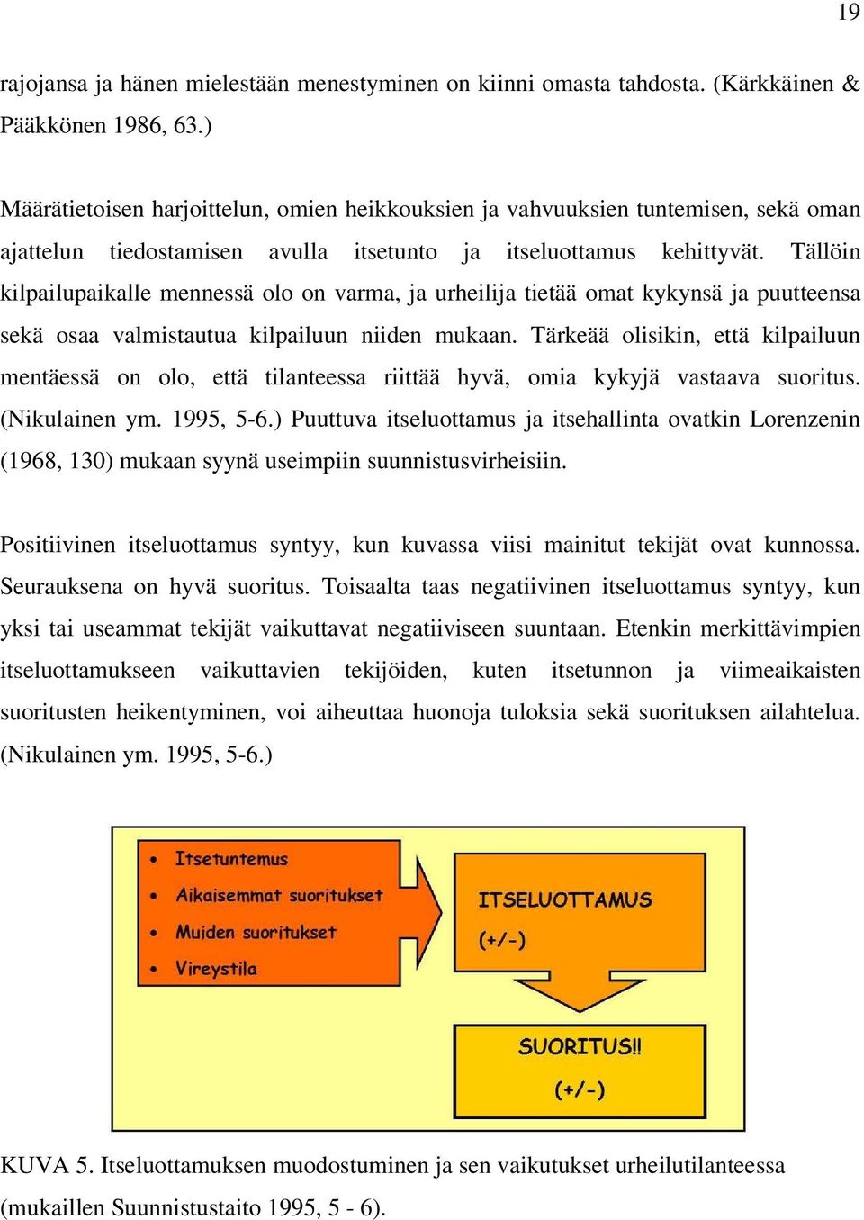 Tällöin kilpailupaikalle mennessä olo on varma, ja urheilija tietää omat kykynsä ja puutteensa sekä osaa valmistautua kilpailuun niiden mukaan.