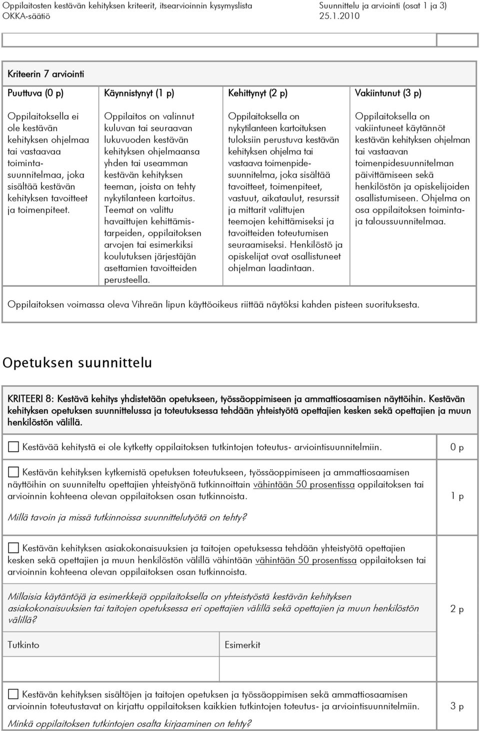 Teemat on valittu havaittujen kehittämistarpeiden, oppilaitoksen arvojen tai esimerkiksi koulutuksen järjestäjän asettamien tavoitteiden perusteella.