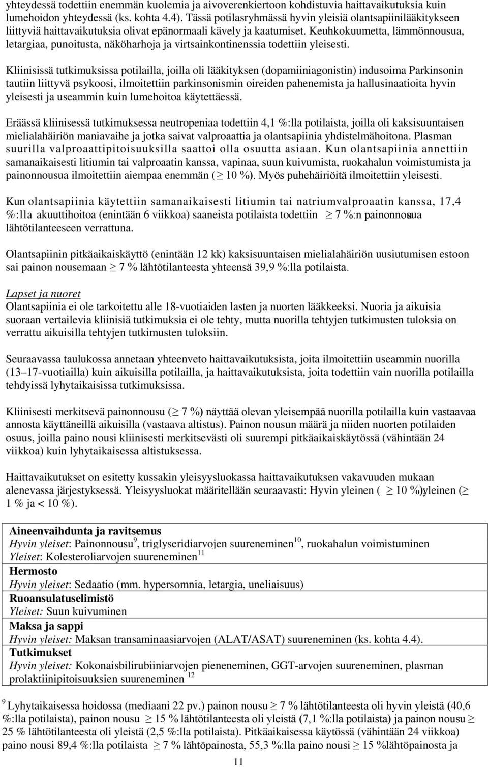 Keuhkokuumetta, lämmönnousua, letargiaa, punoitusta, näköharhoja ja virtsainkontinenssia todettiin yleisesti.