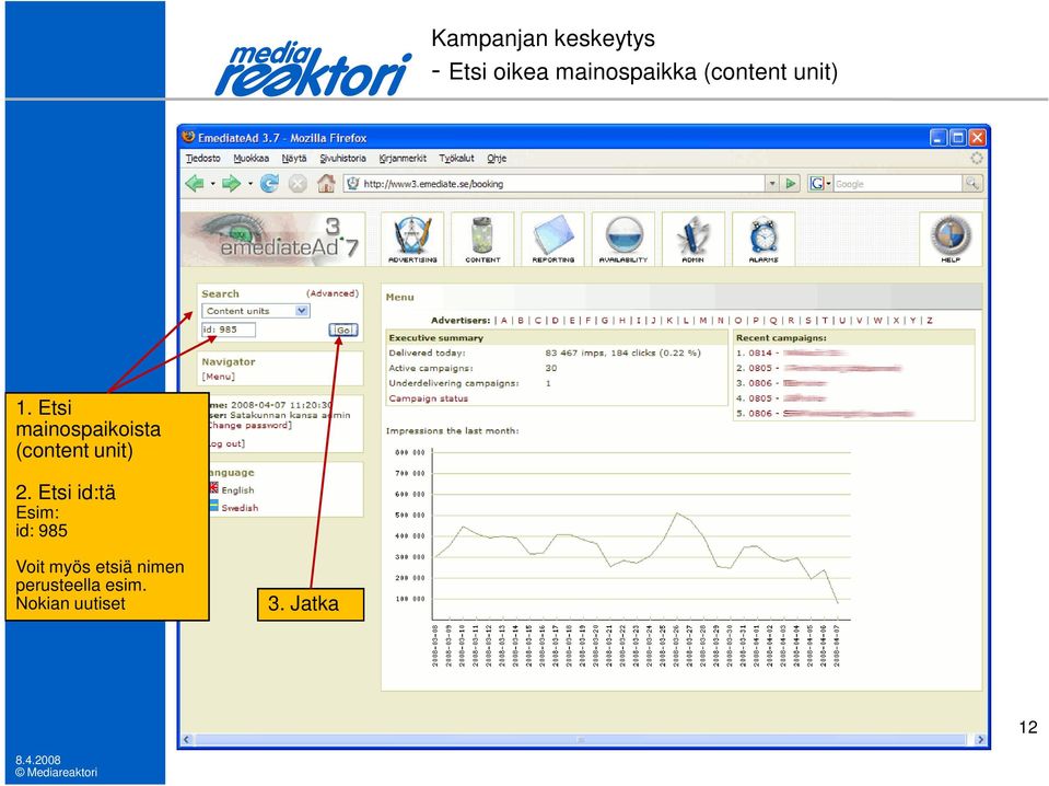 Etsi mainospaikoista (content unit) 2.