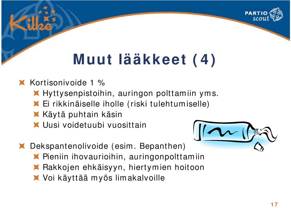 voidetuubi vuosittain Dekspantenolivoide (esim.