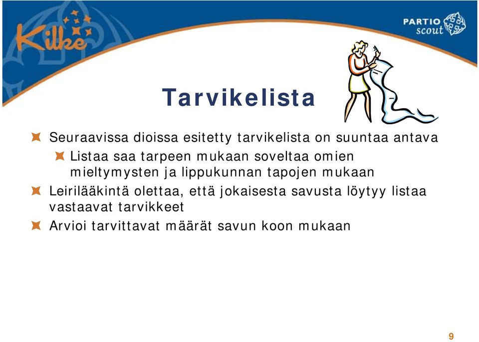 lippukunnan tapojen mukaan Leirilääkintä olettaa, että jokaisesta