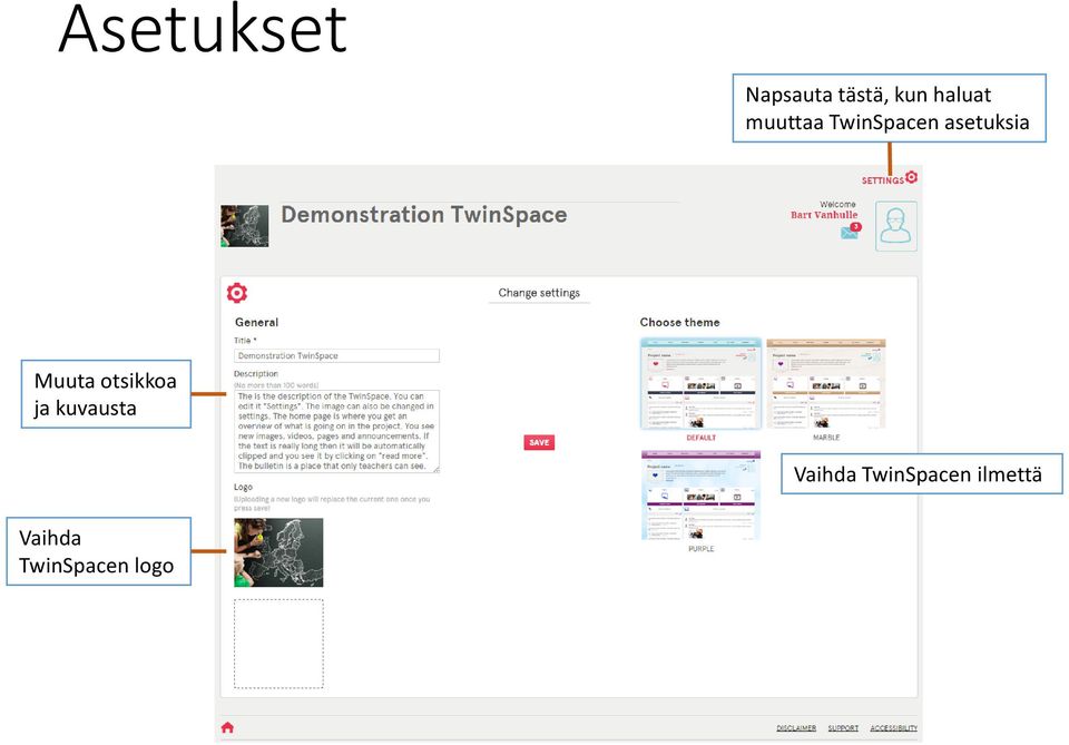 Muuta otsikkoa ja kuvausta Vaihda