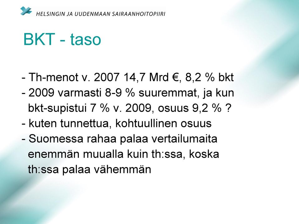 bkt-supistui 7 % v. 2009, osuus 9,2 %?